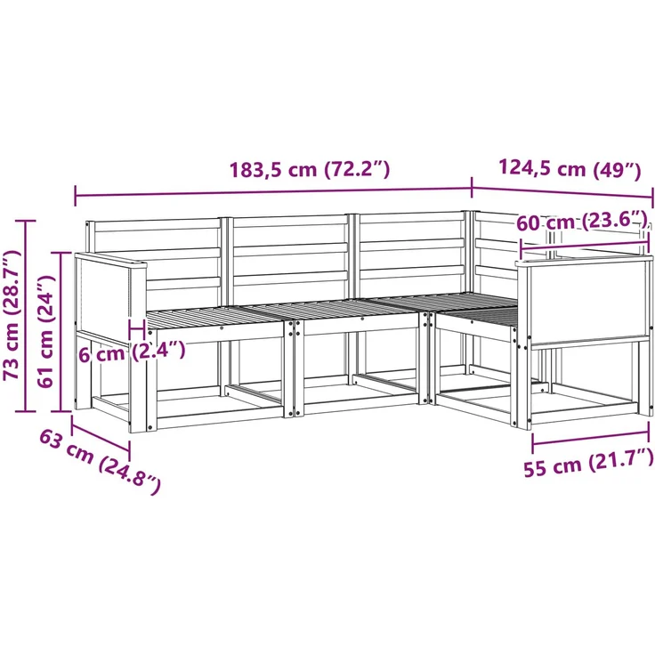 vidaXL Outdoor-Sofagarnitur 4 stk. 4-Sitzer Natur Massivholz Akazie 3385160 – Bild 6