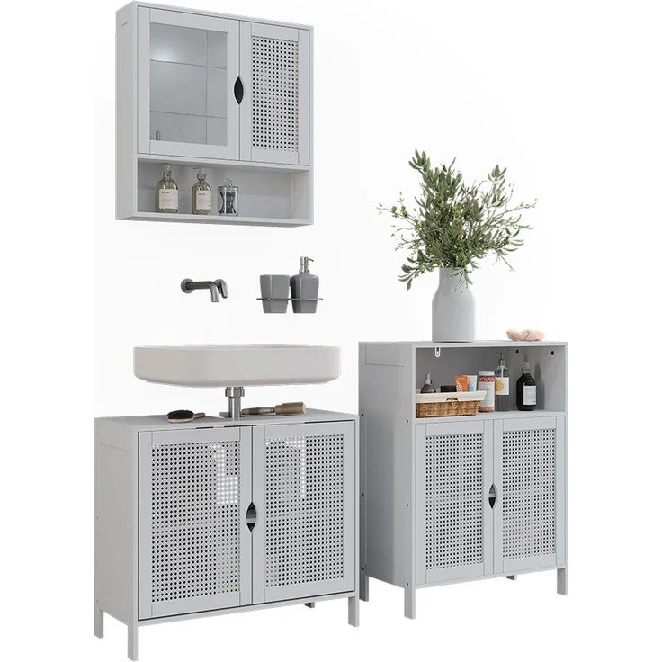 Badmöbel-Set Liora Weiß 3-teilig Vicco – Bild 5