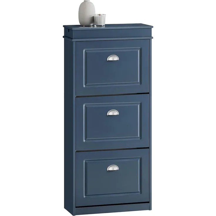 SoBuy Wäscheschrank DE1-BZR33, Badschrank mit Wäschekorb, Badkommode, Bad Waschküche Badezimmerschrank Wäscheschrank mit 2 Schubladen und 2 Wäscheboxen