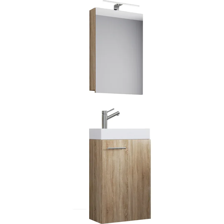 Slito Bad Möbel Set Waschbecken Unterschrank Wandspiegel Badezimmer Waschtisch