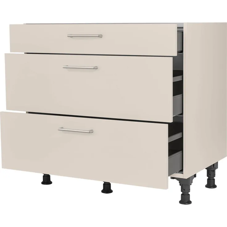 nobilia® Unterschrank "Laser", vormontiert, mit höhenverstellbaren Sockelfüßen, in den Breiten 30, 45, 60 und 90 cm, mit Schubkasten und Auszügen