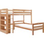 Ticaa L-Bett Lupo Buche mit Regal - natur