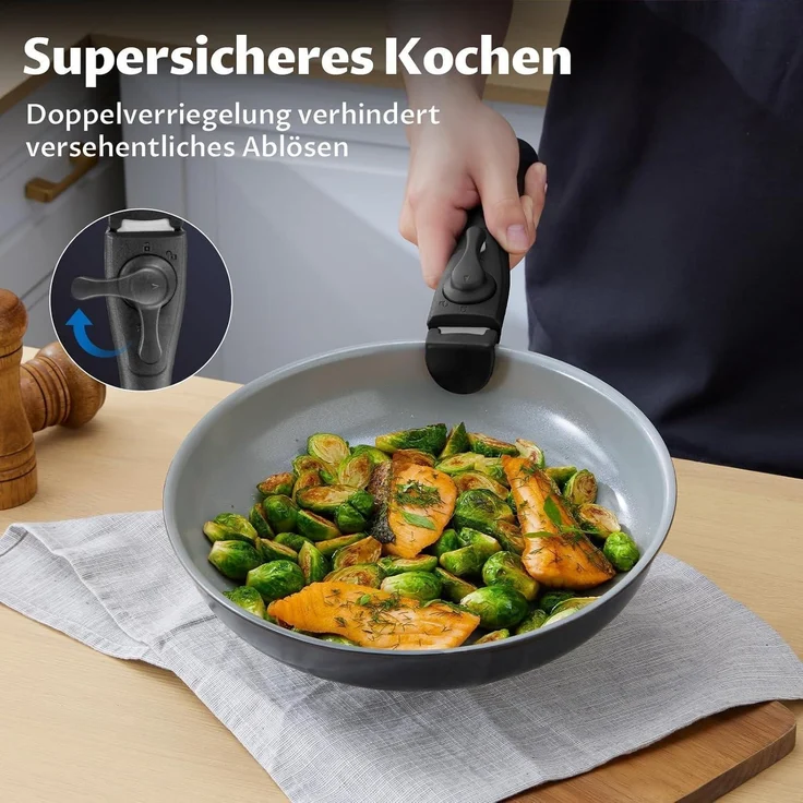 Pfannenset abnehmbaren Griffen Keramikbeschichtung Induktion 13-tlg – Bild 4