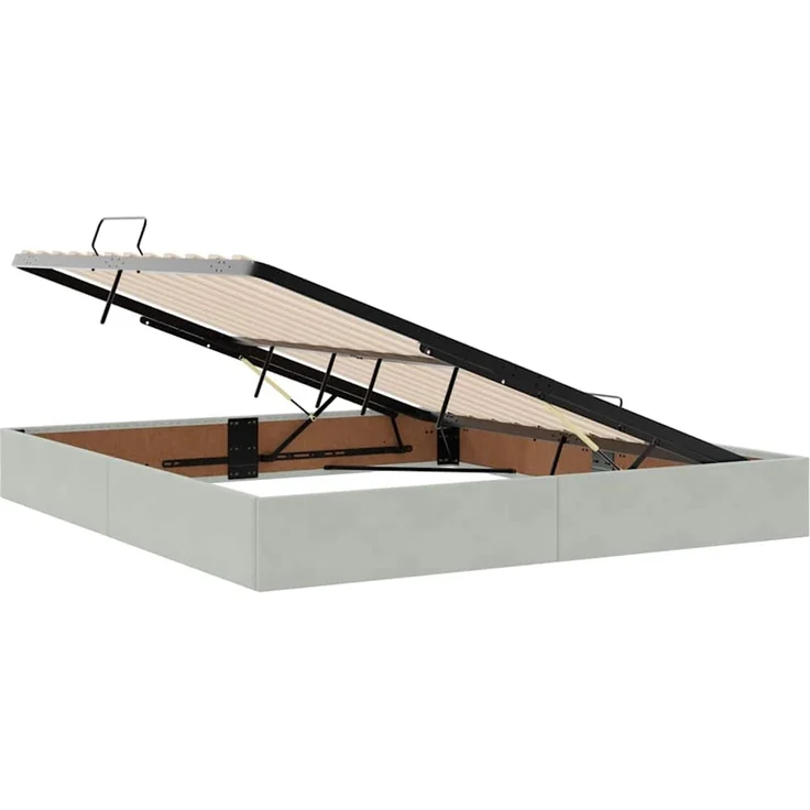 vidaXL Aufbewahrungsbett mit Matratze Hellgrau 160 x 200 cm Samt 3372099 – Bild 6