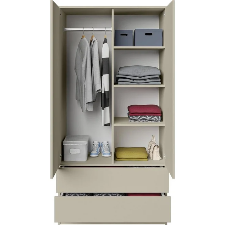 Beautysofa Kleiderschrank Zweitüriger mit Drehtürenschrank LOOK (Breite: 90 cm, Modernes TIP-ON Öffnungssystem (griffloses Öffnen möglich) Erhältlich mit oder ohne Schubladen – Bild 2
