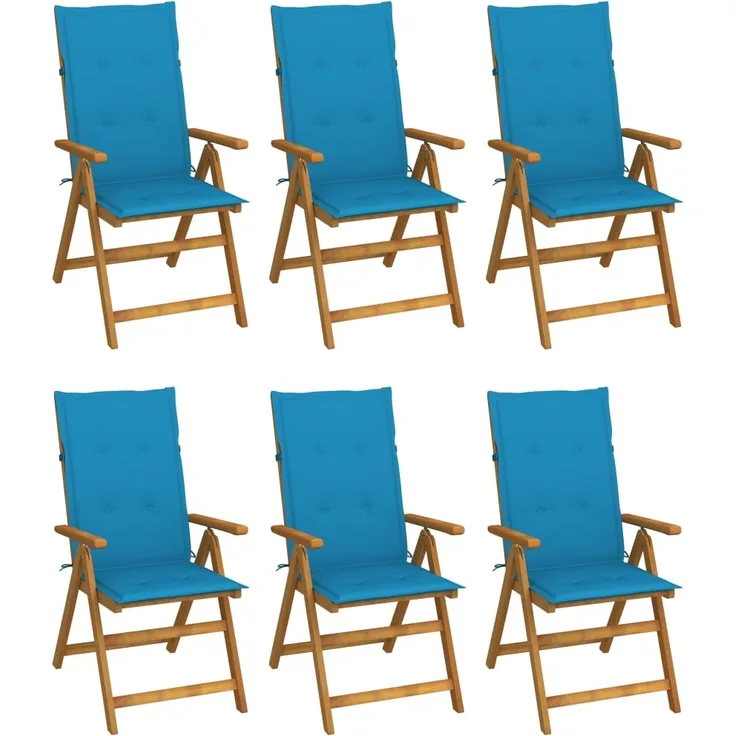 vidaXL Klappbare Gartenstühle 6 Stk. mit Auflagen Massivholz Akazie 3064123