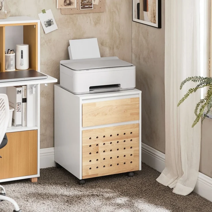 SoBuy ASK06-WN Schubladenschrank Büro, MDF, Lackiert, Weiß, 45 x 59 x 45 cm – Bild 2