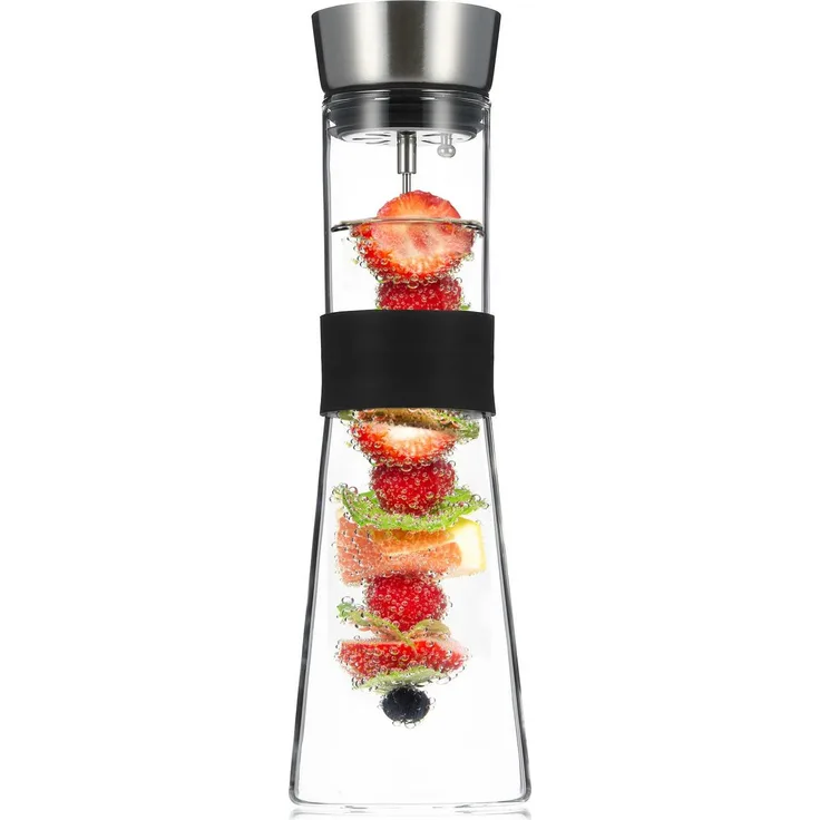 Glaswerk Sile Karaffe 1 Liter Borosilikatglas Fruchtspieß mit Stopper Transparent