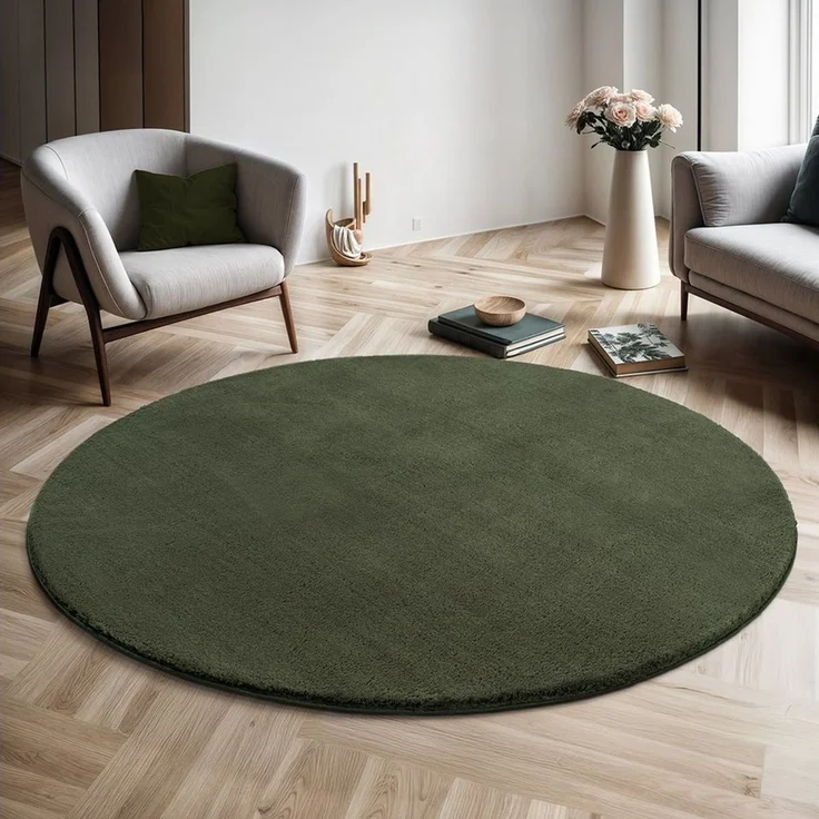 the carpet Teppich Relax round, rund, Höhe: 16 mm, waschbarer Wohnzimmer Teppich modern rutschfest – Bild 4