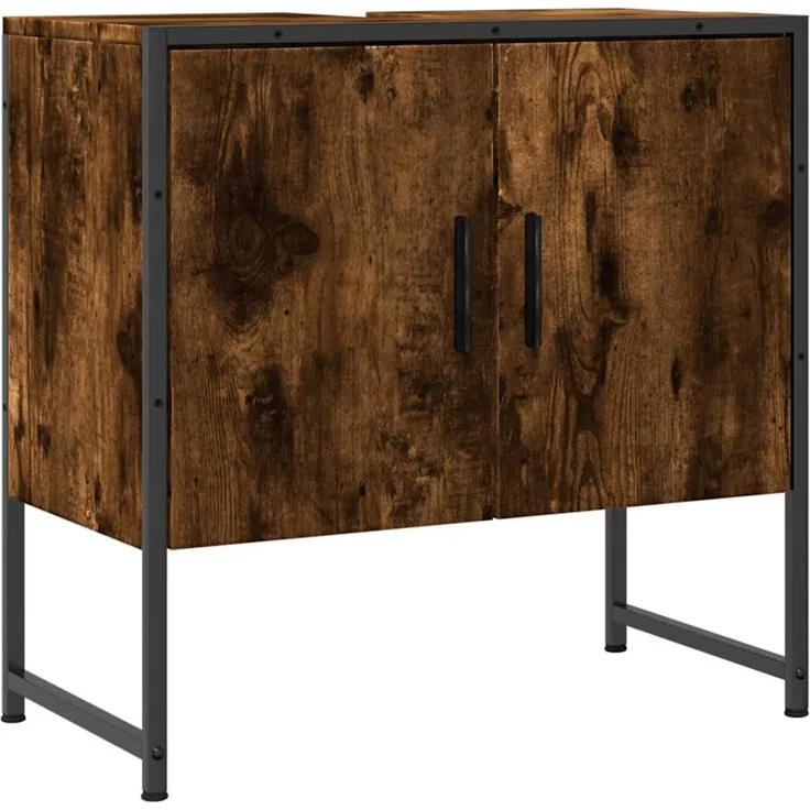 Waschbeckenunterschrank, Unterschrank Räuchereiche 60x33x60 cm Holzwerkstoff
