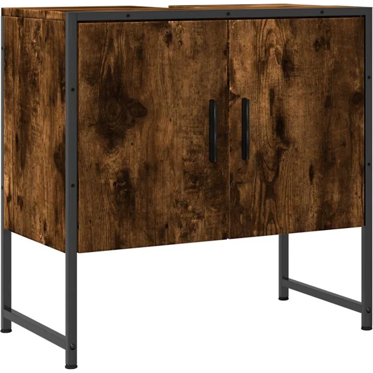 Waschbeckenunterschrank, Unterschrank Räuchereiche 60x33x60 cm Holzwerkstoff – Bild 1