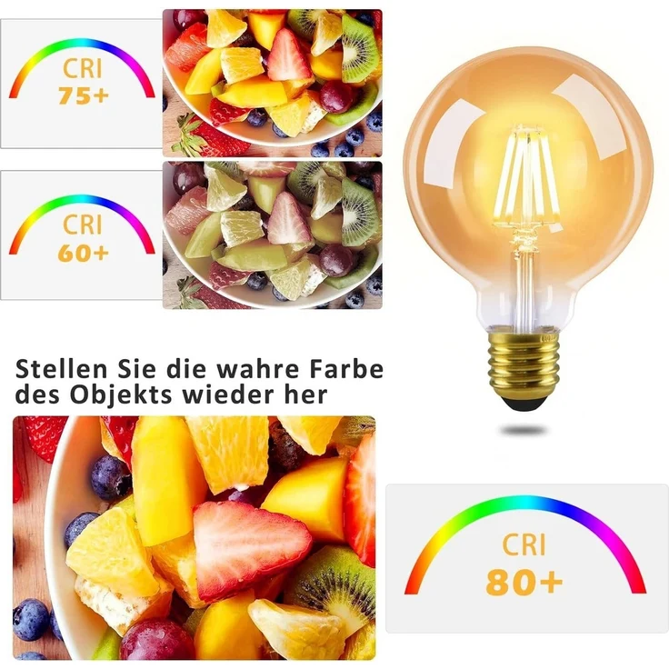 Nettlife LED-Leuchtmittel 2Stück /6 Stück Glühbirne Vintage E27 Lampe G80 Warmweiss Filament, E27, 6 St, Warmweiß, für Hotel Haus Café Bar – Bild 3