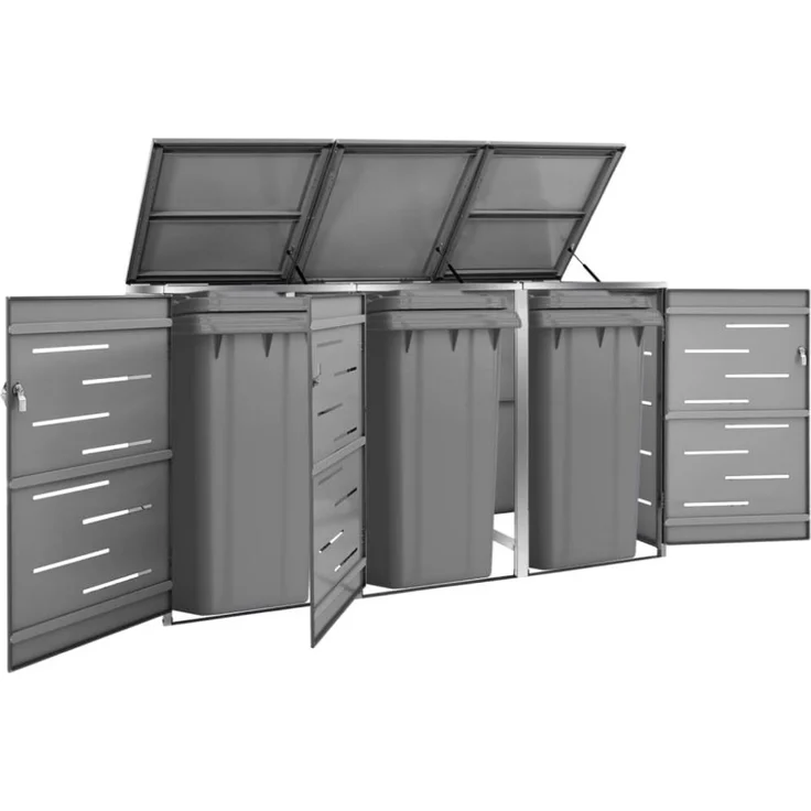 vidaXL Mülltonnenbox für 3 Tonnen 207x77,5x115 cm Edelstahl 149556 – Bild 1