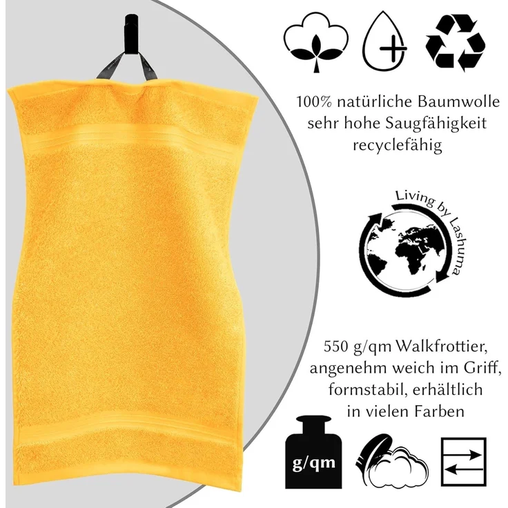 Lashuma Gästehandtücher Linz, Frottee (4-St), Flauschige Handtücher klein 30x50 cm gelb – Bild 6