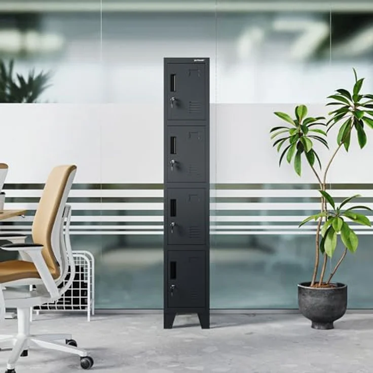 Jan Nowak Spind Metall abschließbar Schließfachschrank Umkleideschrank Fächerschrank mit 4 Fächern, 172 x 30 x 45 cm, Sozialschrank, Personalspind, Metallschrank mit Belüftung – Bild 2