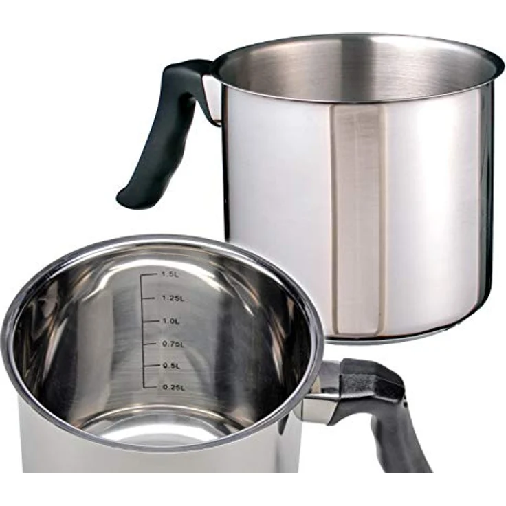 Spetebo Simmertopf Edelstahl Milchtopf SYLT mit Thermoboden - 1,5 L, Edelstahl (Stück, 1-tlg, starker 3-schichtiger Kapsel-Thermoboden), Hoher Milch Kochtopf mit Kunststoff Griff – Bild 2