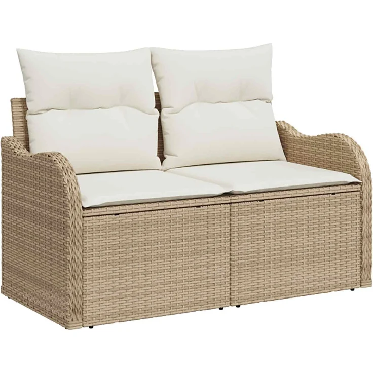 vidaXL Sofa Set 8 stk. Beige und Cremeweiß Polyrattan und Stahl 3448068 – Bild 3