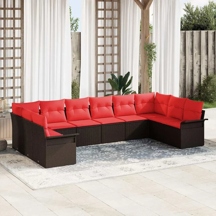 vidaXL Gartensofa-set 10 Stk. Braun Poly-Rattan 3345544 – Bild 1