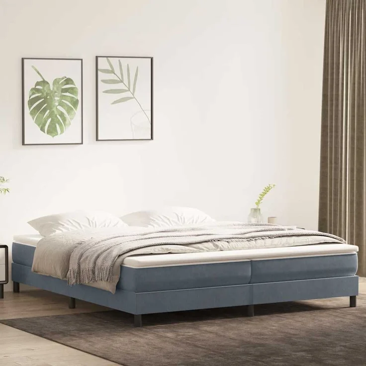 vidaXL Boxspringbett ohne Matratze Dunkelgrau 200x210 cm Samt 3315844 – Bild 1