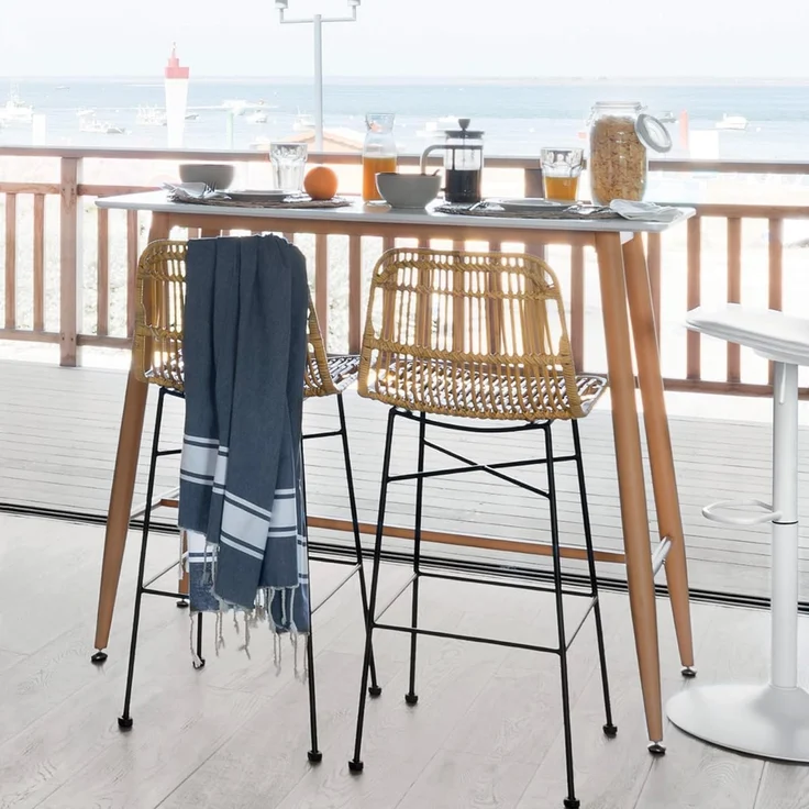 Atmosphera - Barstuhl Kubu - Metall und Rattan - Beige – Bild 7