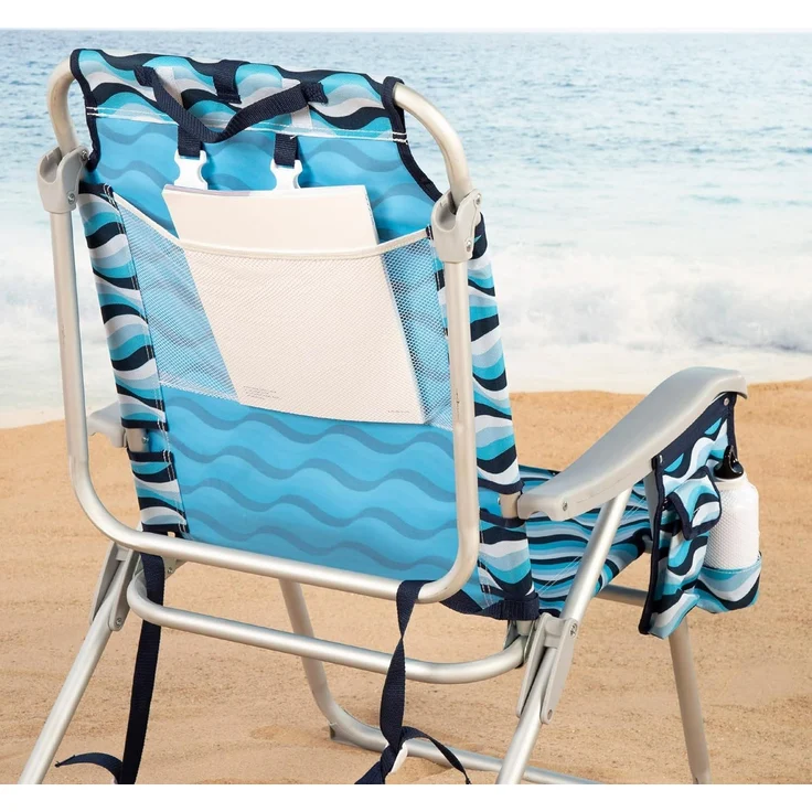 AKTIVE Strandstuhl, klappbar, 64 x 63 x 43/105 cm, Aluminium und Polyester, 5 Positionen, mit Rucksackgriffen, Armlehnen und Seitentaschen, Kippschutz, robust und leicht, Modell Aruba (62416) – Bild 5