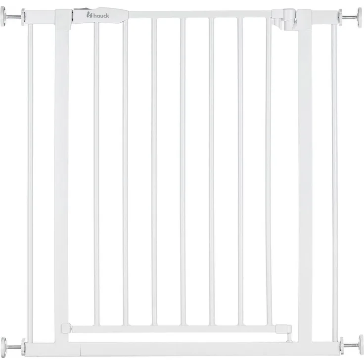 Hauck Treppenschutzgitter Türschutzgitter Open N Stop 2, für Breiten 75-80 cm, ohne Bohren, Einhändiges Beidseitiges Öffnen, Manueller Schließmechanismus, Metall (White)