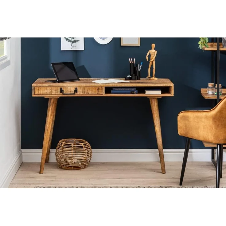 riess-ambiente Schreibtisch RETRO 120cm natur, Arbeitszimmer · Massivholz · mit Schublade · Home Office – Bild 2