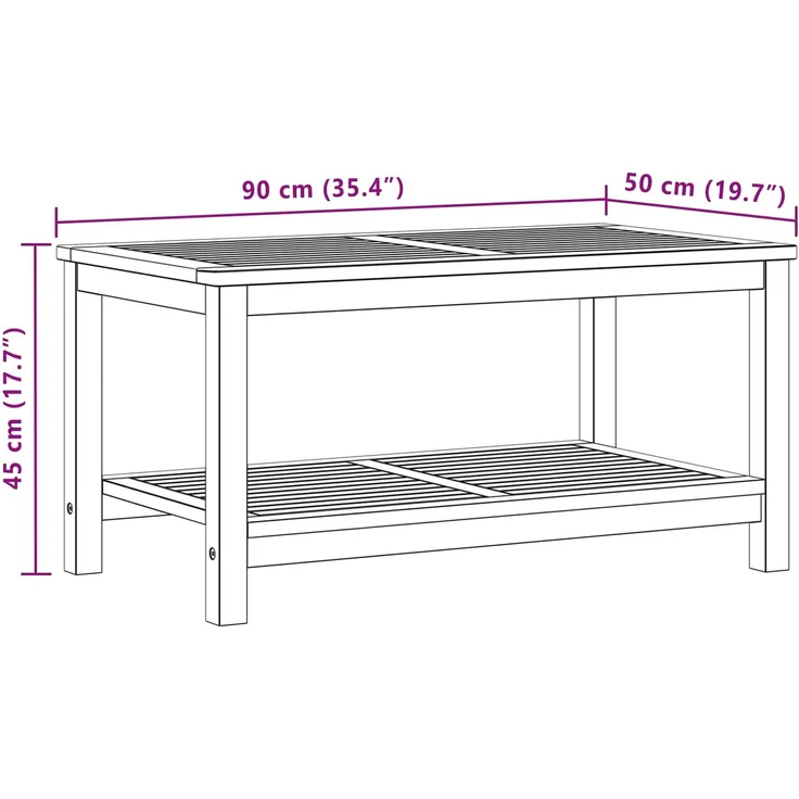 vidaXL Beistelltisch Öl-Natur 90 x 50 x 45 cm Massivholz Akazie 42026803 – Bild 9