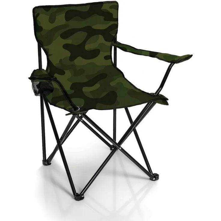 BigDean Campingstuhl Faltstuhl Campingstuhl Anglerstuhl Getränkehalter Klappstuhl (Packung, 1 St), Tarnmuster, Camouflage, Camo, Klappbar, Getränkehalter, Tragetasche