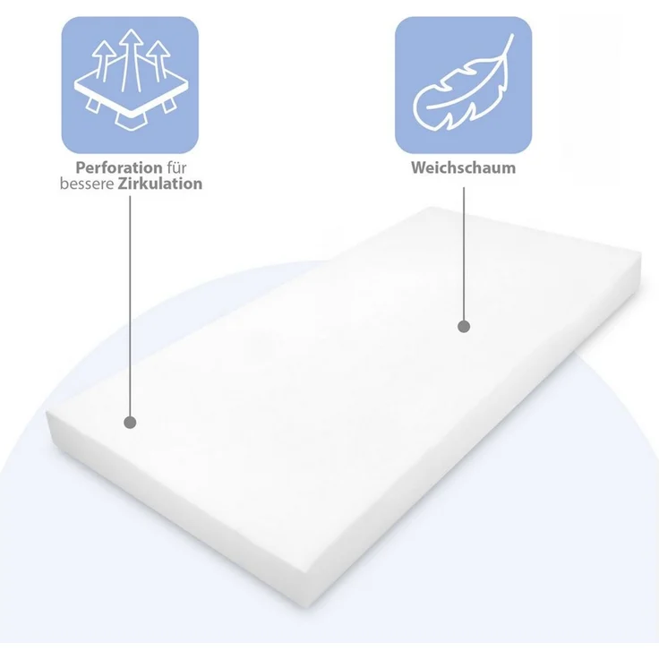 Matratze Kinderbett Schaumstoff Babymatratze 60x120 cm - Schaumstoffmatratze für Reisebett Babybett und Gitterbett Schaumstoffplatte Kinderbettmatratze ohne Bezug Oeko-Tex-Zertifikat 60x120 – Bild 3
