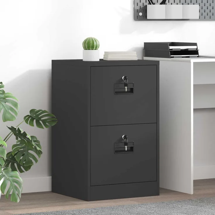 vidaXL Aktenschrank Schwarz 45,5 x 42 x 74,5 cm Kaltgewalzter Stahl 891610