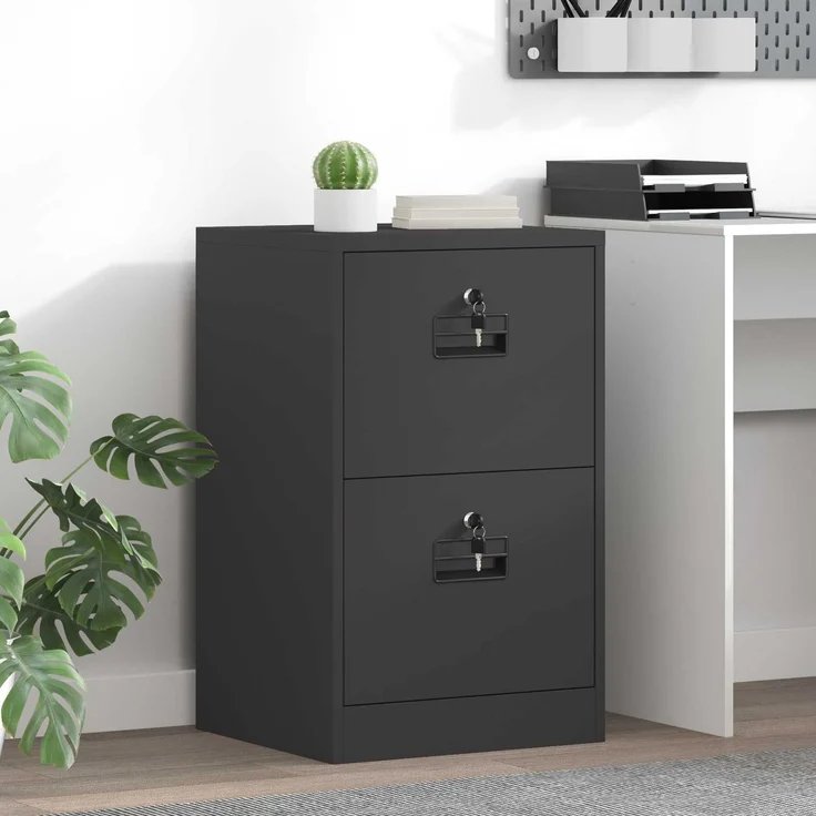 vidaXL Aktenschrank Schwarz 45,5 x 42 x 74,5 cm Kaltgewalzter Stahl 891610 – Bild 1