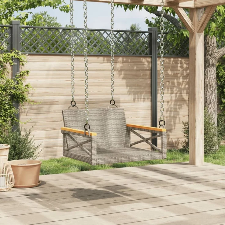 vidaXL Hängesessel Grau 63x62x40 cm Poly Rattan 368171 – Bild 3