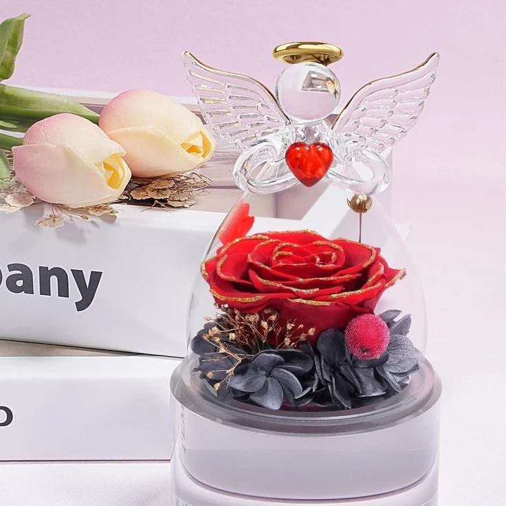 Ewige Rose Engel Mama Oma Forever Geschenk Glas Figur Blume Frauen Rose Garten – Bild 2
