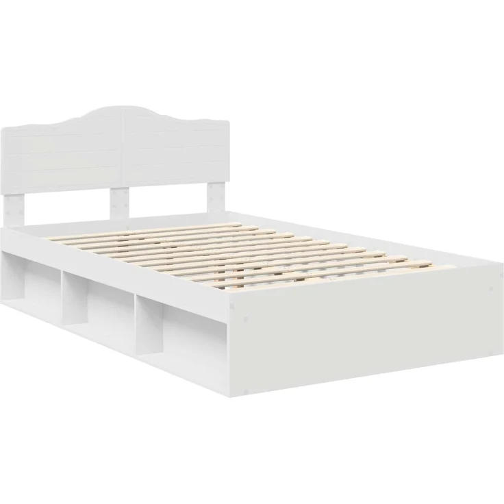 vidaXL Bettrahmen mit Kopfteil Weiß 120 x 200 cm Massives Kiefernholz 3412916 – Bild 3