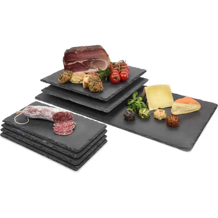 SÄNGER Servierplatten Set aus Schiefer lasiert 7 teilig