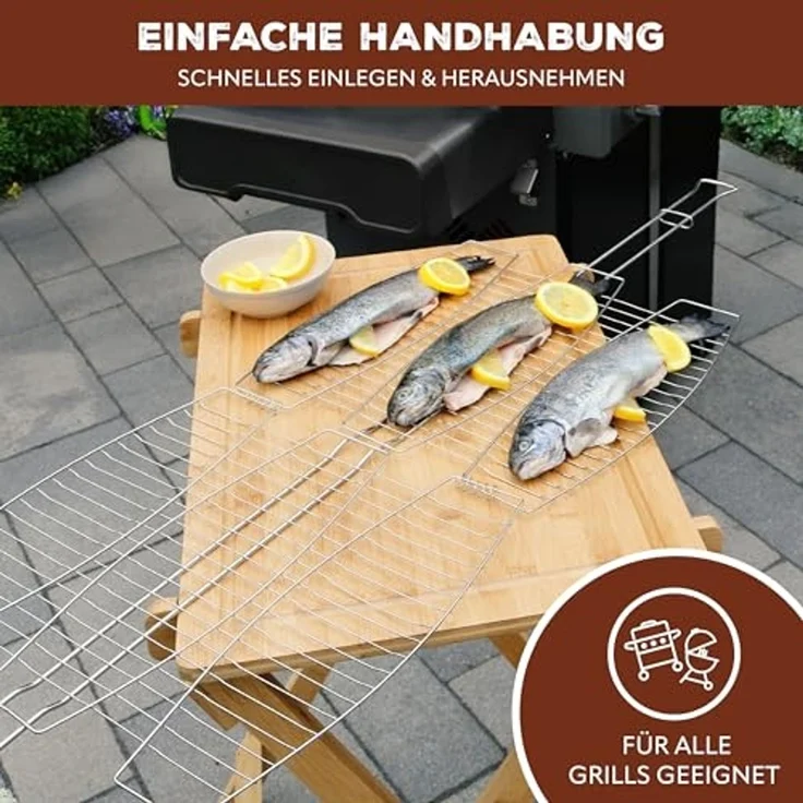bremermann Grillguthalter Fischgriller 3fach // Edelstahl // ca. 65 x 39,5 cm // Fischbräter – Bild 4