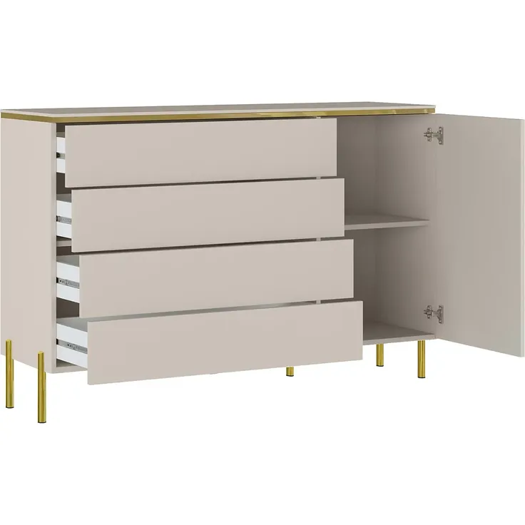 Vente-unique - VUKIA Kommode Holz, Platte Beige - B 39,6 cm x H 91 cm x L 137,6 cm – Bild 3