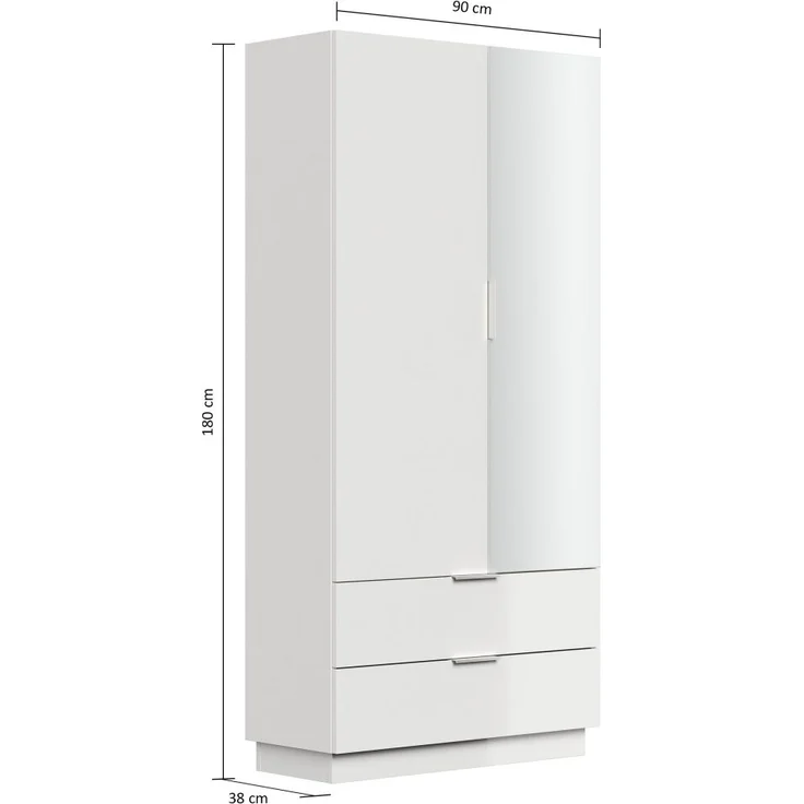 Mehrzweckschrank Castello-L Spiegeltür 2 Softeinzüge 30 Paar Creme-Grafit : Creme / Grafit – Bild 2