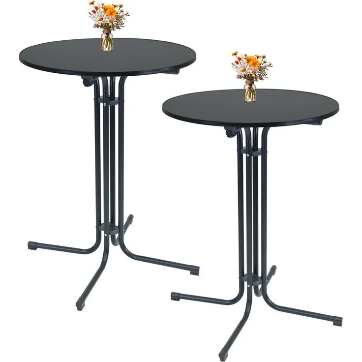 2x Stehtisch klappbar Ø 80 cm Höhe 110 cm Stahl Gastrotisch Partytisch Bistrotisch in Anthrazit