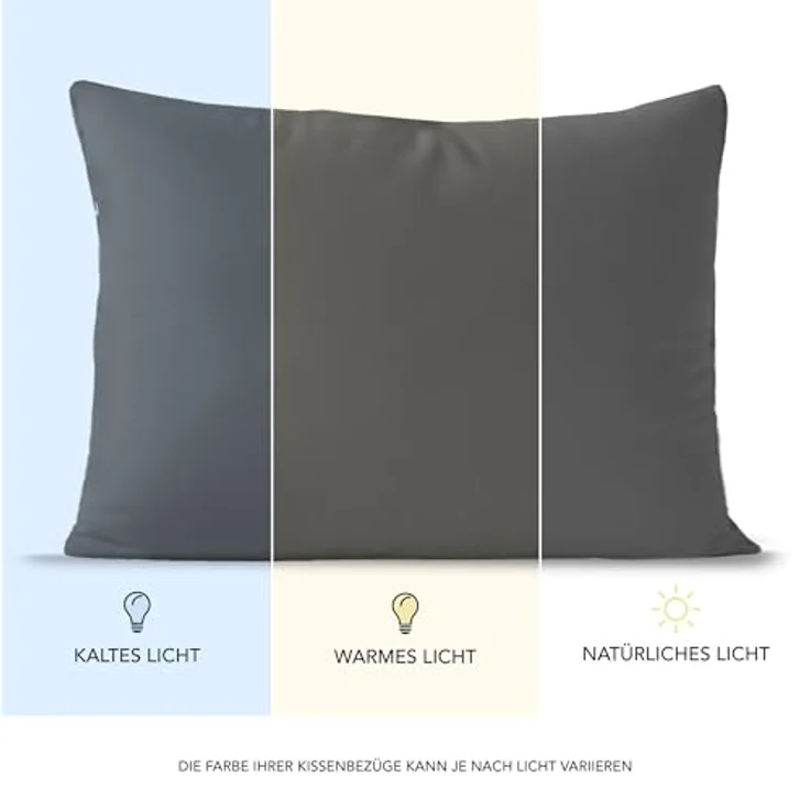 Dreamzie Kissenbezug 30x50 (Set mit 2) - 100% Jersey Baumwolle 150 g/qm Kissenbezüge -Anthrazit - Für Kissenbezug 50x30 cm - Kissenhülle - Resistent und Hypoallergen – Bild 6