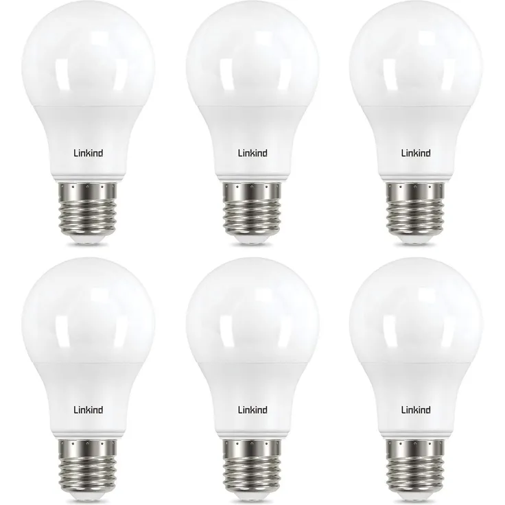 Linkind 8W A60 LED Lampe E27, ersetzt 60W Watt, 5000K Kaltweiß E27 Energiesparlampe 840Lm, 220° Abstrahlwinkel, nicht Dimmbar, 6 Stück