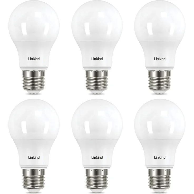 Linkind 8W A60 LED Lampe E27, ersetzt 60W Watt, 5000K Kaltweiß E27 Energiesparlampe 840Lm, 220° Abstrahlwinkel, nicht Dimmbar, 6 Stück