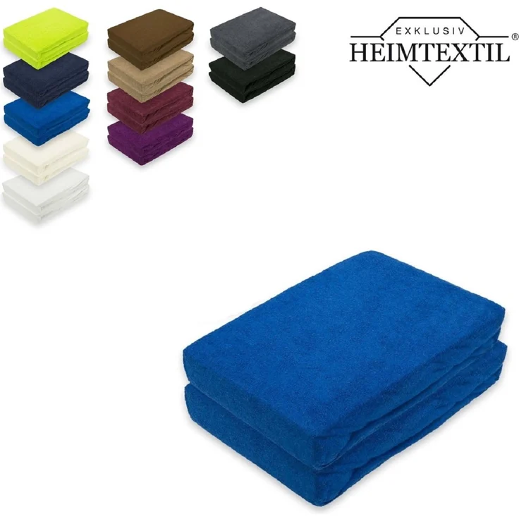 Frottee Spannbettlaken Rundumgummizug Marke Doppelpack 180 x 200 cm Royalblau – Bild 1