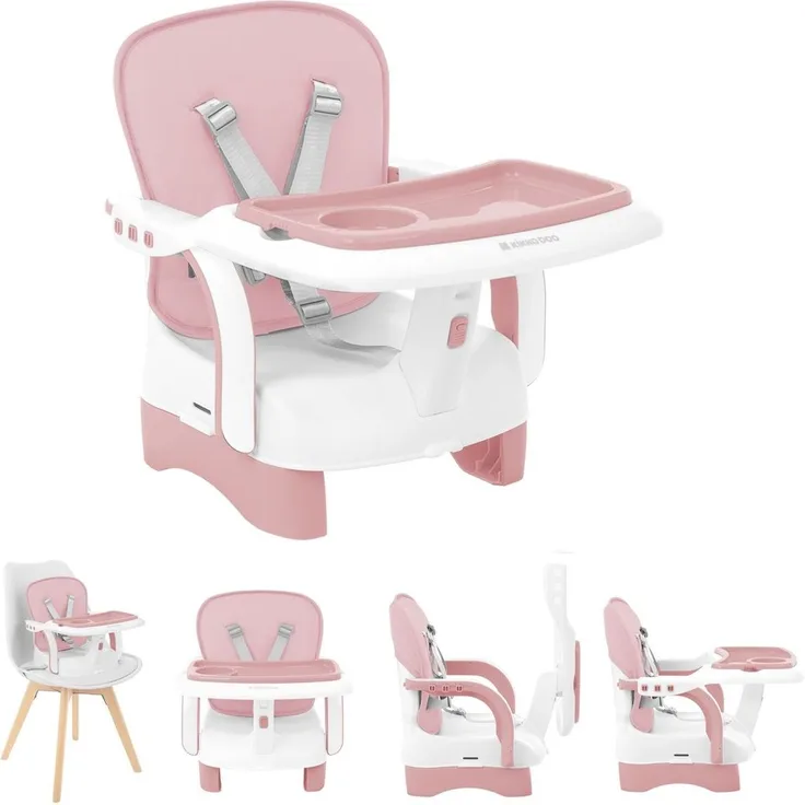 Kikkaboo Kinderstuhl, Boostersitz Chewy, Doppeltablett, Sicherheitsgurt, faltbar rosa