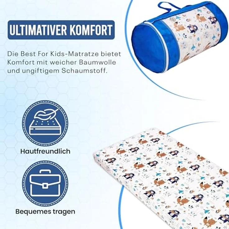 Kindermatratze Babymatratze mit Baumwollbezug, waschbar & rollbar–Allergikergeeignet, Best for Kids, 6 cm hoch – Bild 6