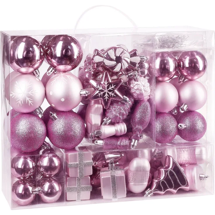 BRUBAKER Weihnachtsbaumkugel 77-teiliges Weihnachtskugel-Set, Christbaumschmuck aus Kunststoff, Weihnachtsdekoration Baumkugeln