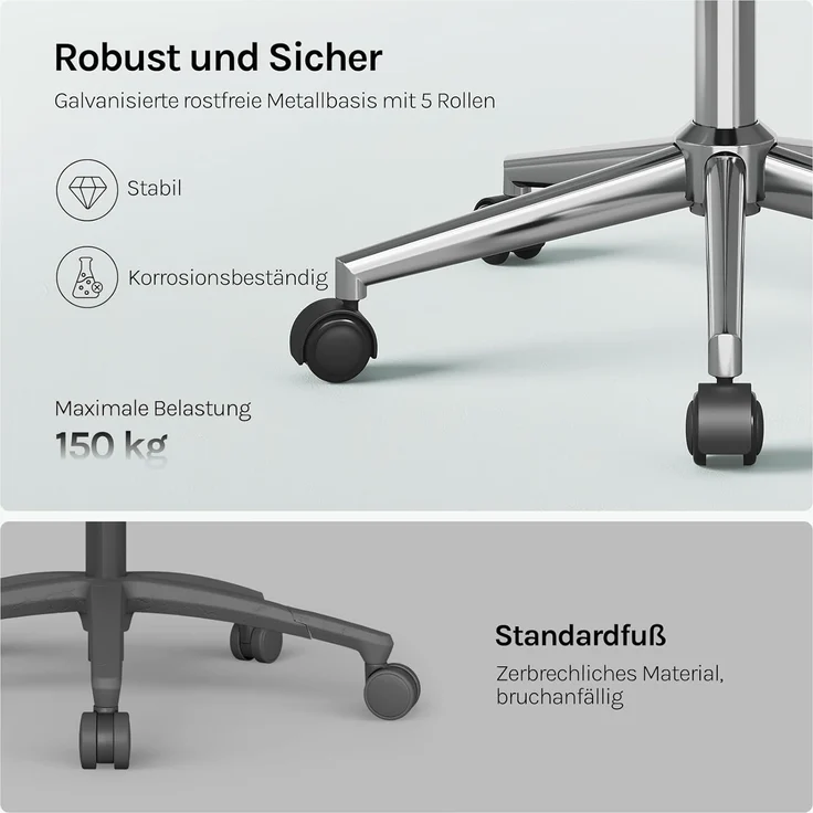 WOLTU Homeoffice Stuhl, Schreibtischstuhl, Drehstuhl, Schminkstuhl, höhenverstellbar, bis 150 kg belastbar, mit Armlehnen Samtsitz, für Schlafzimmer Büro Wohnzimmer, Türkis BS145ts – Bild 7