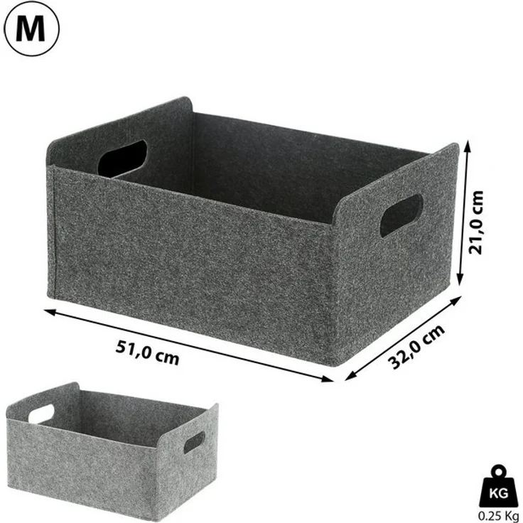 CEPEWA Aufbewahrungskorb Aufbewahrungsbox 2er Set Filz hellgrau dunkelgrau – Bild 4