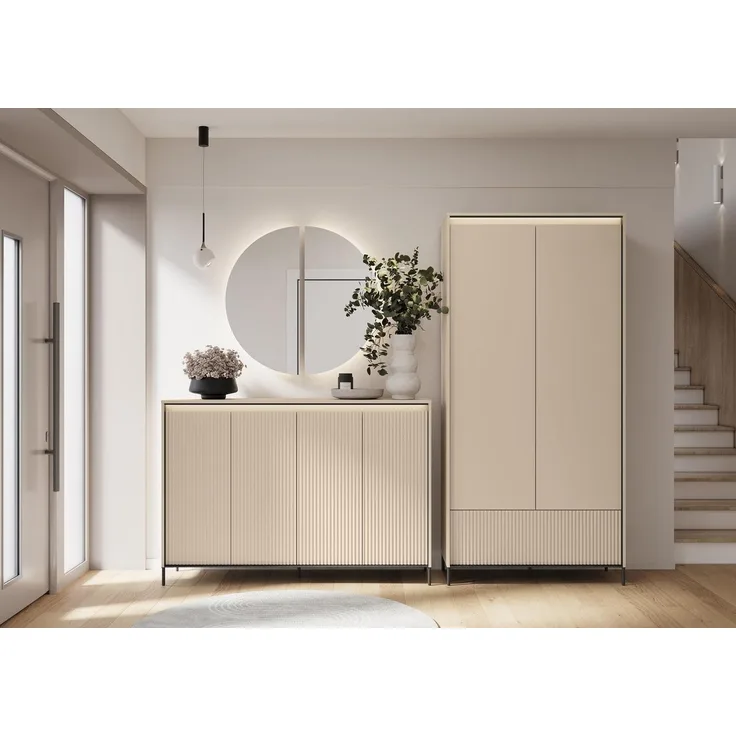 Compleo Garderoben-Set mit geriffelter Front und LED-Beleuchtung FLORE